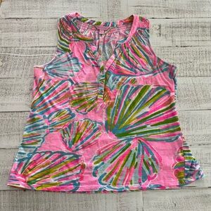Lilly Pulitzer Etta V Neck Shellabration print top